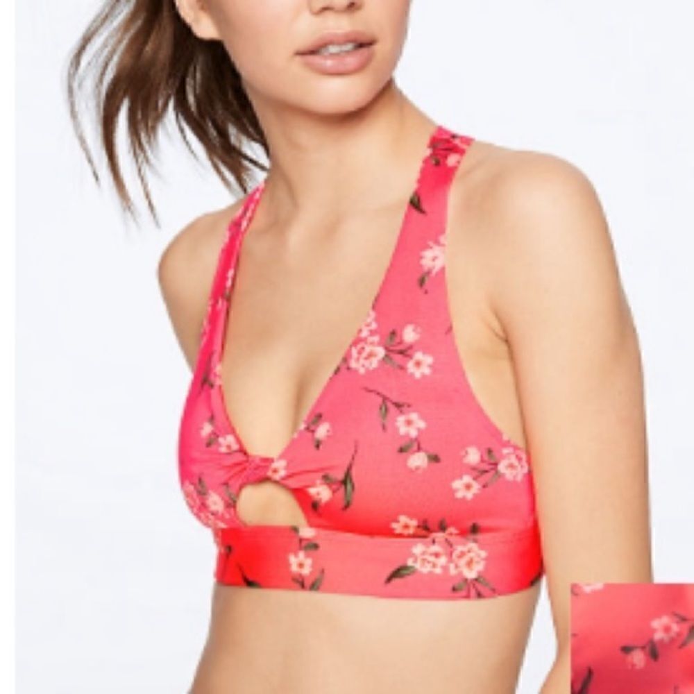 PINK Victoria’s Secret Pink Floral Gym to Swim Racerback Sports Bra/Shorts S/XS